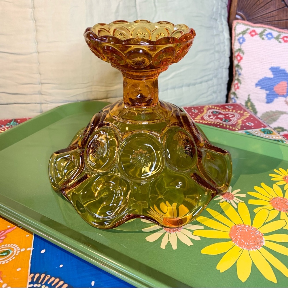 Amber Glass Compote - Picture 3 of 8